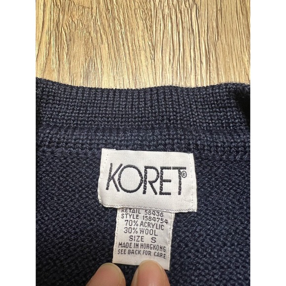 Vtg Koret Cardigan Women's Small Wool Argyle Gold Buttons Embroider Preppy - Picture 9 of 11
